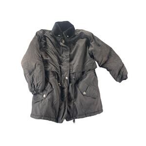 P.A. Originals Black Snap Button Down Puffer Coat Jacket Women's Size Medium